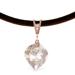 12.81 Carat 14K Solid Rose Gold Savoire Vivre White Topaz Necklace