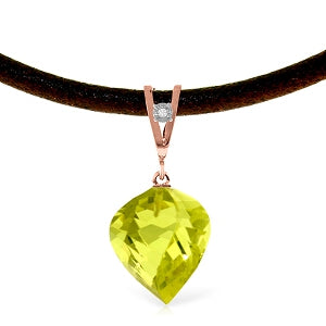 10.76 Carat 14K Solid Rose Gold Savoire Vivre Lemon Quartz Necklace