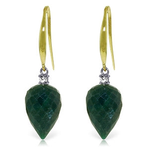 25.9 Carat 14K Solid Yellow Gold Duchess Emerald Diamond Earrings