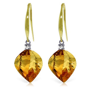 23.6 Carat 14K Solid Yellow Gold Obsession Citrine Diamond Earrings