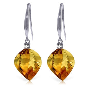 23.6 Carat 14K Solid White Gold Fire Of Lifecitrine Diamond Earrings