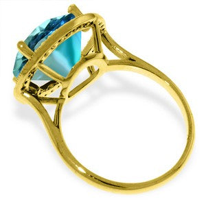 8 Carat 14K Solid Yellow Gold Today's Woman Blue Topaz Diamond Ring