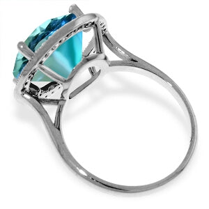 8 Carat 14K Solid White Gold Mary's Song Blue Topaz Diamond Ring