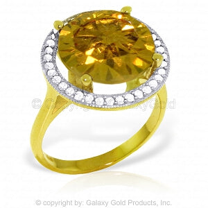 6.2 Carat 14K Solid Yellow Gold Effervescent Beauty Citrine Diamond Ring