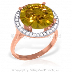 6.2 Carat 14K Solid Rose Gold Ingrid Citrine Diamond Ring