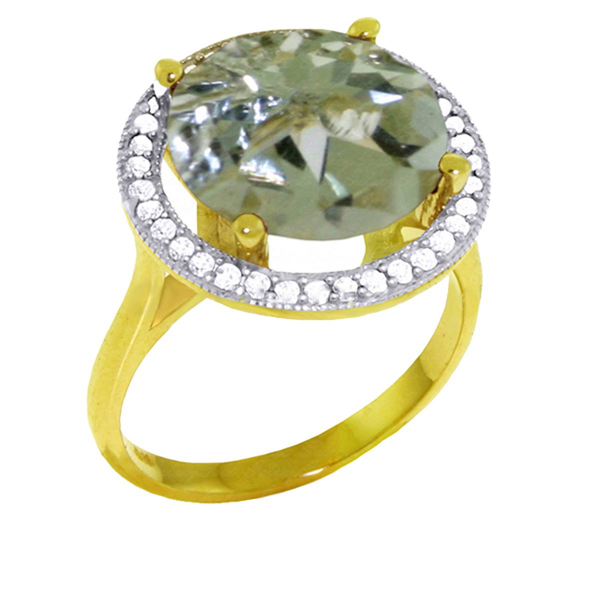 5.2 Carat 14K Solid Yellow Gold Histoire D'amoure Green Amethyst Diamond Ring