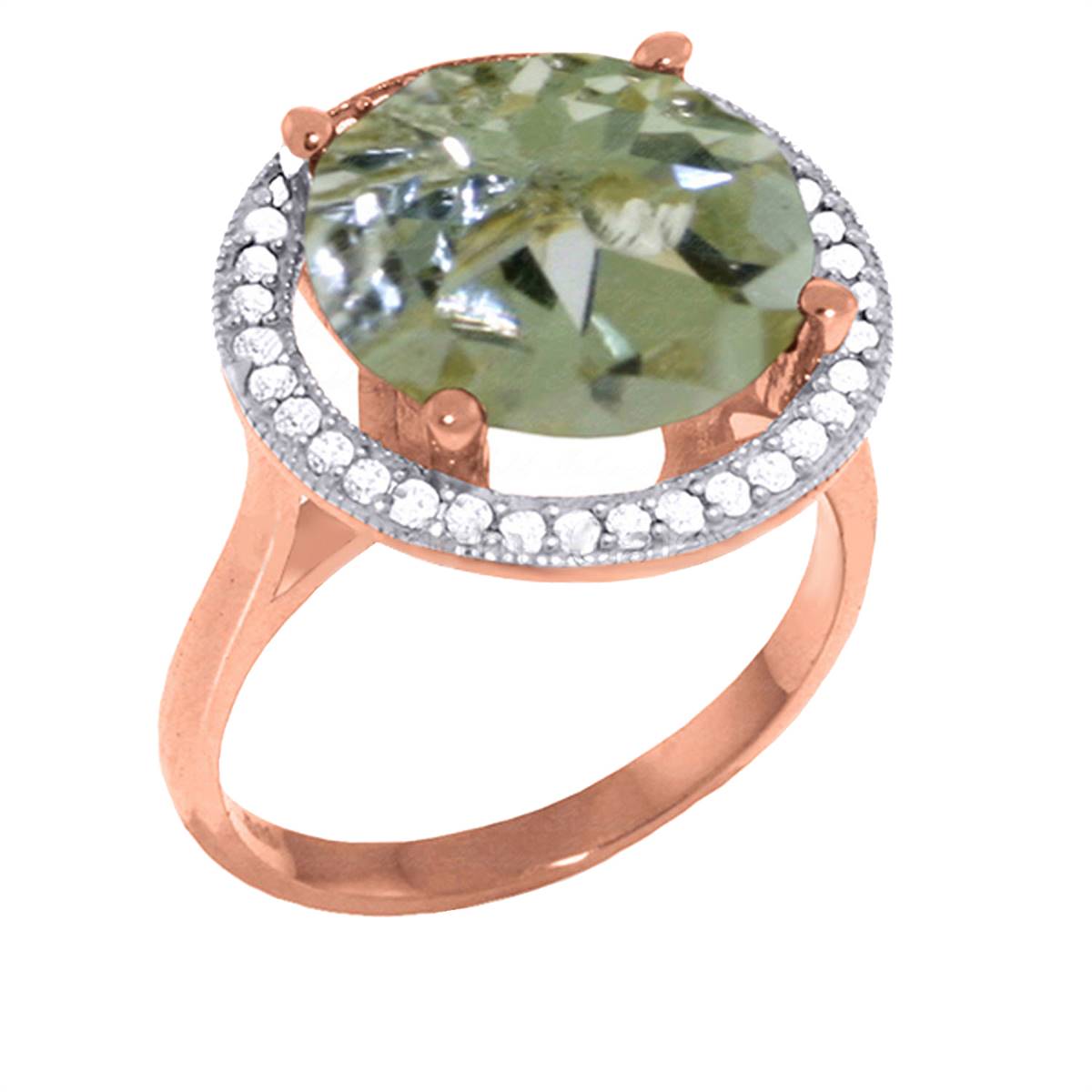 5.2 Carat 14K Solid Rose Gold Ring Natural Diamond Green Amethyst