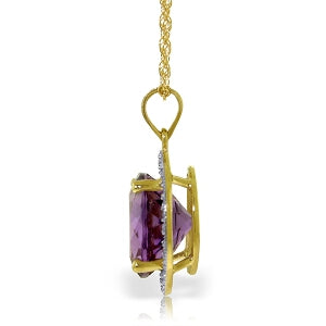 6.2 Carat 14K Solid Yellow Gold Natural Diamond Amethyst Necklace