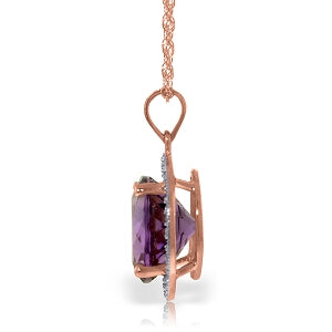 6.2 Carat 14K Solid Rose Gold Natural Diamond Amethyst Necklace