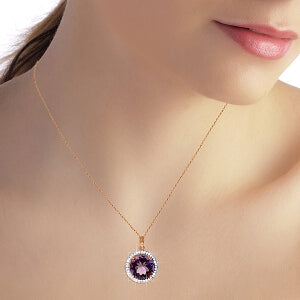 6.2 Carat 14K Solid Rose Gold Natural Diamond Amethyst Necklace