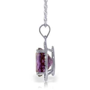 6.2 Carat 14K Solid White Gold Natural Diamond Amethyst Necklace