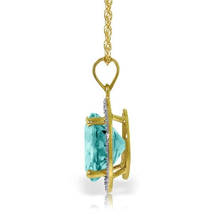 8 Carat 14K Solid Yellow Gold Diamond Blue Topaz Necklace