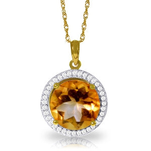 6.2 Carat 14K Solid Yellow Gold Natural Diamond Citrine Necklace