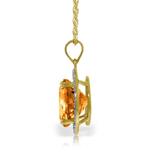 6.2 Carat 14K Solid Yellow Gold Natural Diamond Citrine Necklace