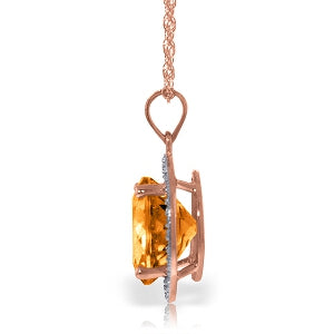 6.2 Carat 14K Solid Rose Gold Natural Diamond Citrine Necklace