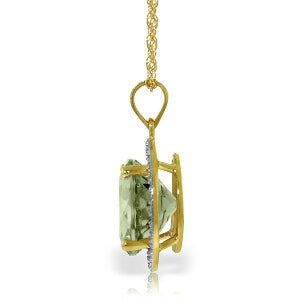 5.2 Carat 14K Solid Yellow Gold Diamond Green Amethyst Necklace