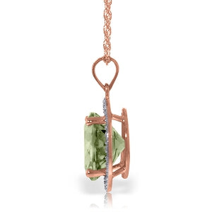 5.2 Carat 14K Solid Rose Gold Diamond Green Amethyst Necklace