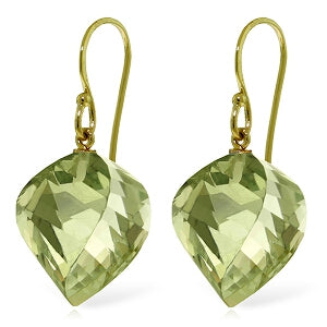 26 Carat 14K Solid Yellow Gold Ella Green Amethyst Earrings