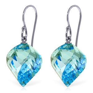 27.8 Carat 14K Solid White Gold Sierra Madre Blue Topaz Earrings