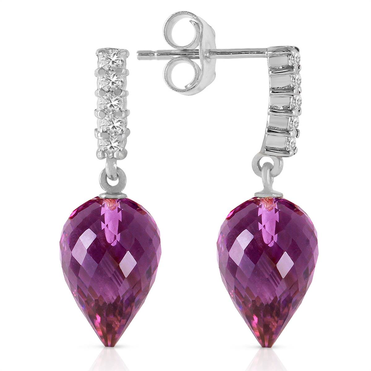 19.15 Carat 14K Solid White Gold Wondrous Delight Amethyst Diamond Earrings