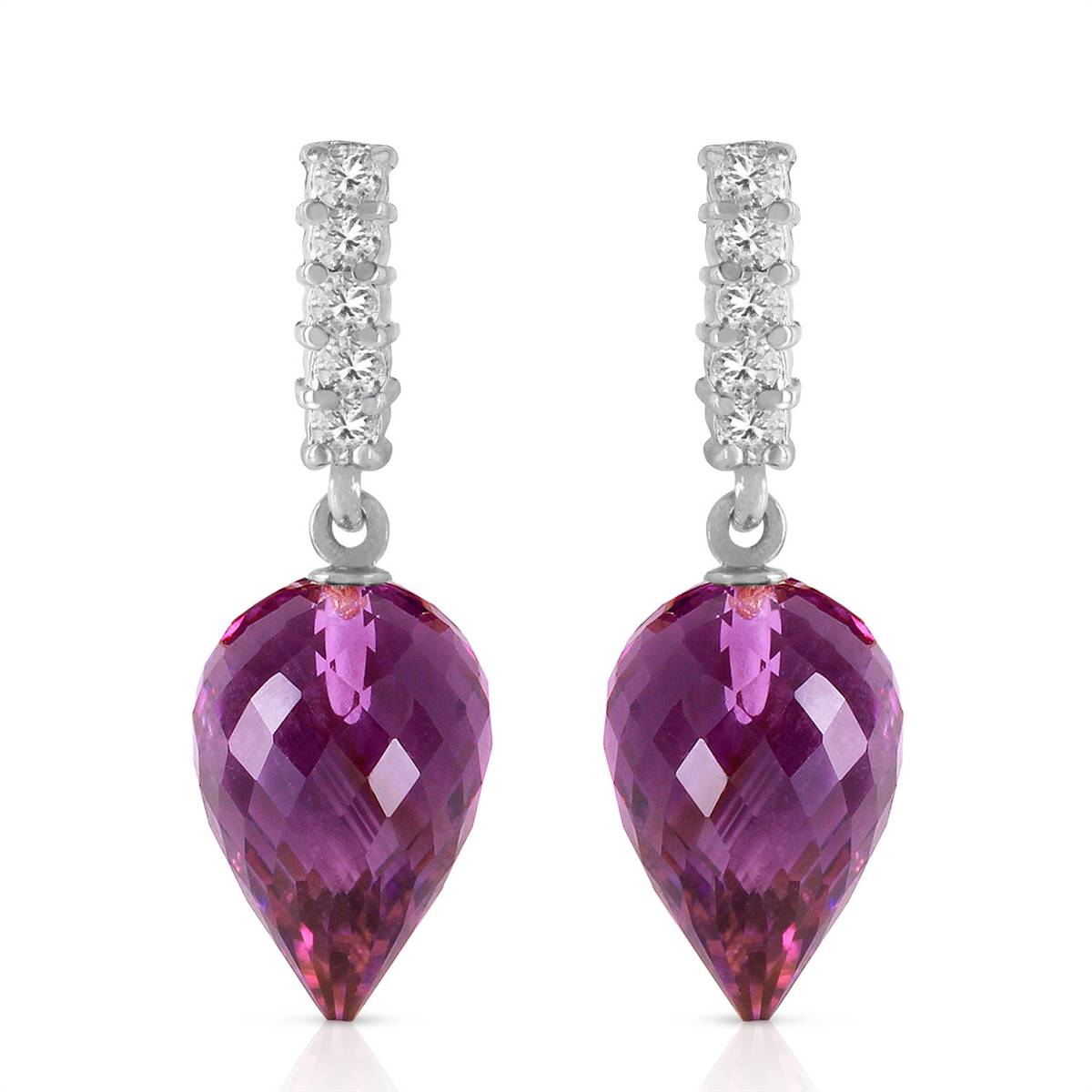 19.15 Carat 14K Solid White Gold Wondrous Delight Amethyst Diamond Earrings