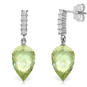 19.15 Carat 14K Solid White Gold Life In My Heart Green Amethyst Earrings