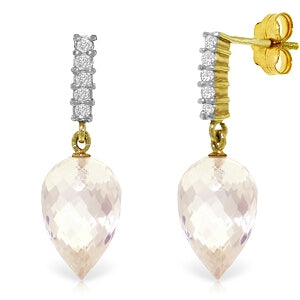 24.65 Carat 14K Solid Yellow Gold True Character White Amethyst Earrings