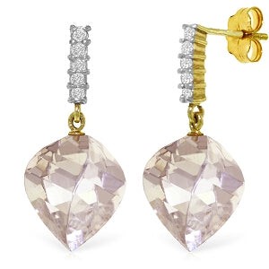 25.75 Carat 14K Solid Yellow Gold Strong Character White Amethyst Earrings