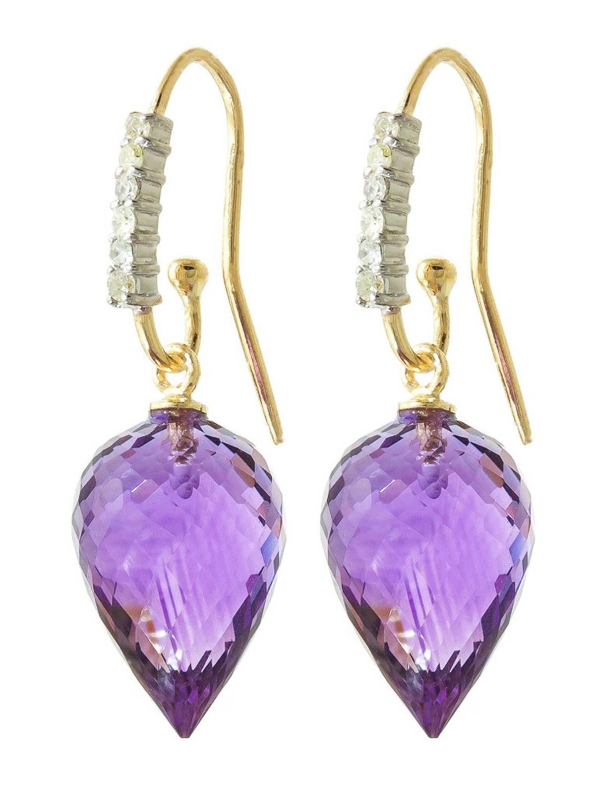 19.18 Carat 14K Solid Yellow Gold Finesse Amethyst Diamond Earrings