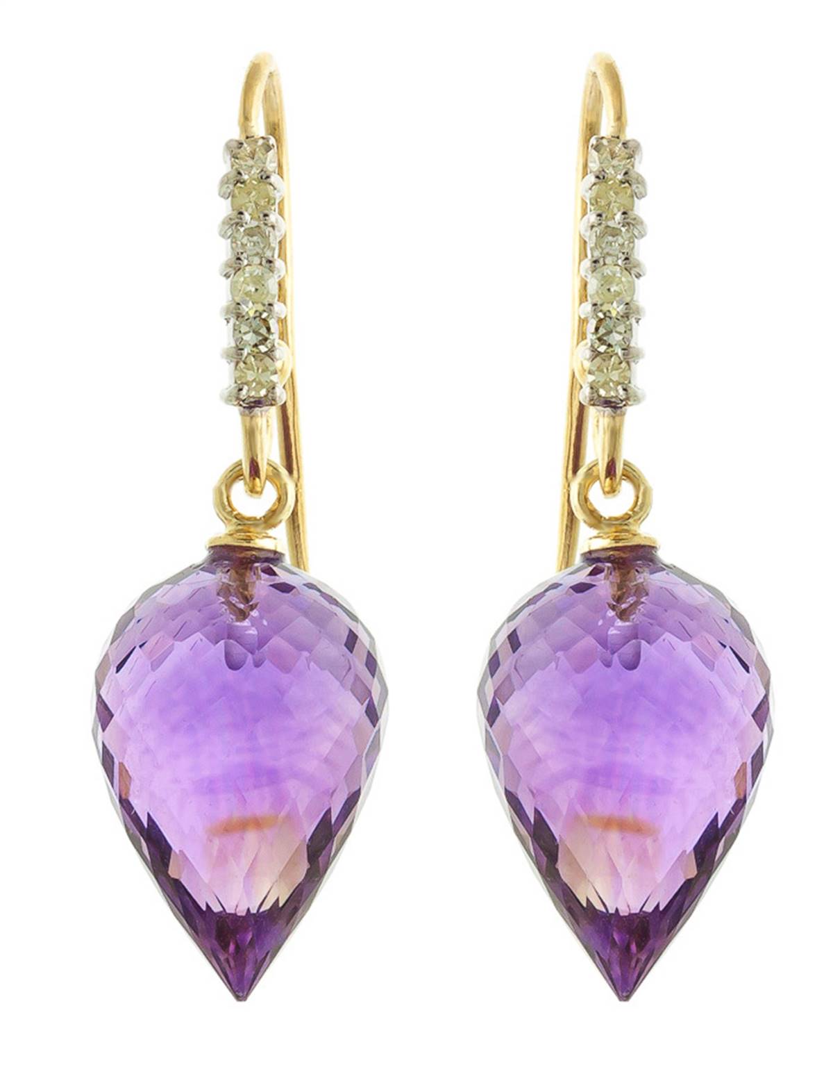 19.18 Carat 14K Solid Yellow Gold Finesse Amethyst Diamond Earrings