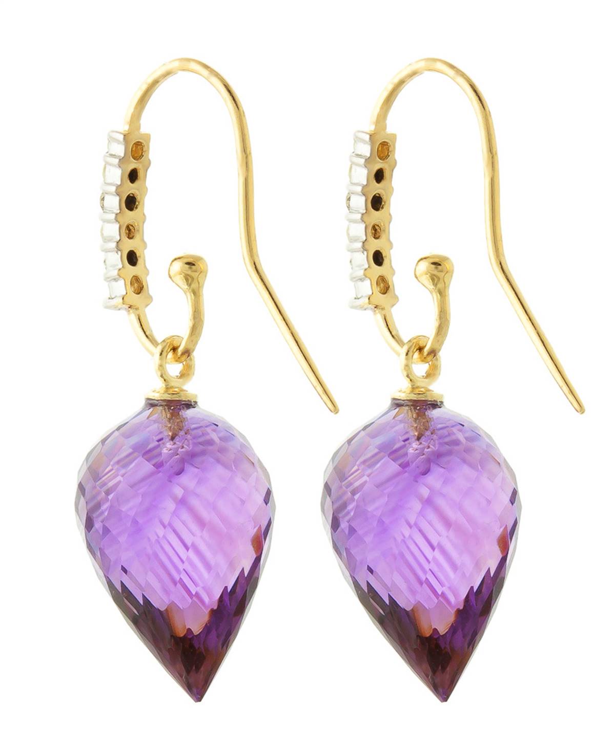 19.18 Carat 14K Solid Yellow Gold Finesse Amethyst Diamond Earrings