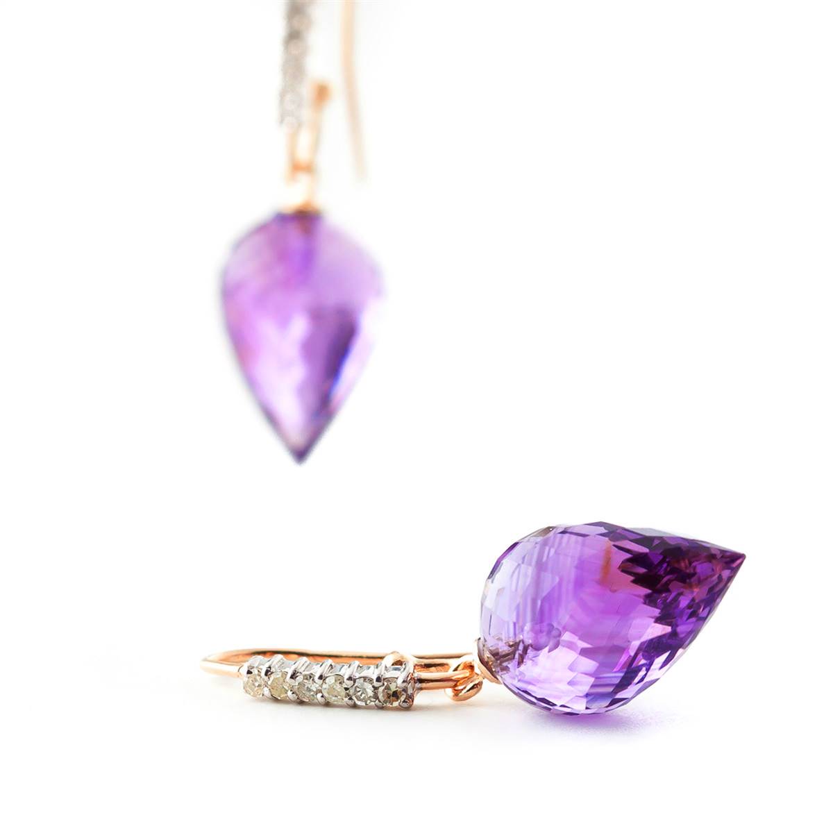 19.18 Carat 14K Solid Rose Gold Diamond Pointy Amethyst Earrings