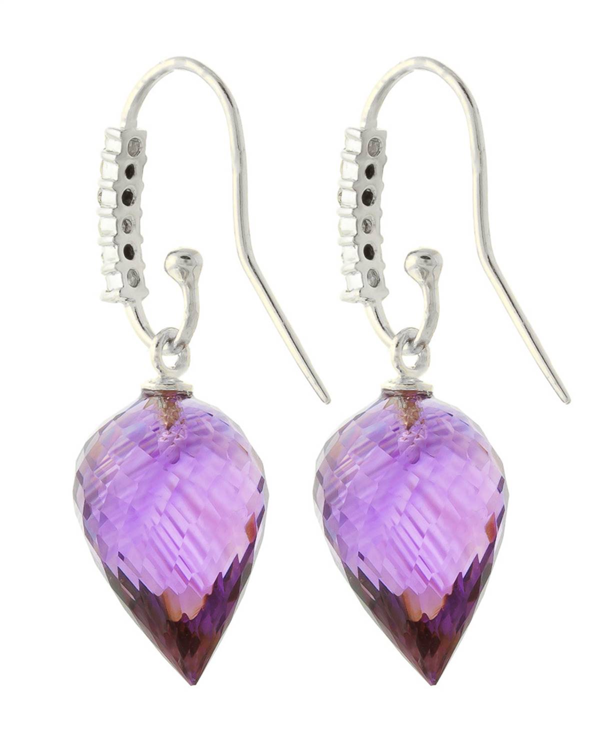 19.18 Carat 14K Solid White Gold Bewildered Amethyst Diamond Earrings