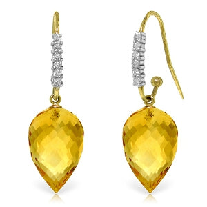 19.18 Carat 14K Solid Yellow Gold Finesse Citrine Diamond Earrings