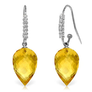 19.18 Carat 14K Solid White Gold Seeing Through You Citrine Diamond Earrings