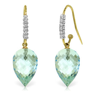 22.68 Carat 14K Solid Yellow Gold Finesse Blue Topaz Diamond Earrings