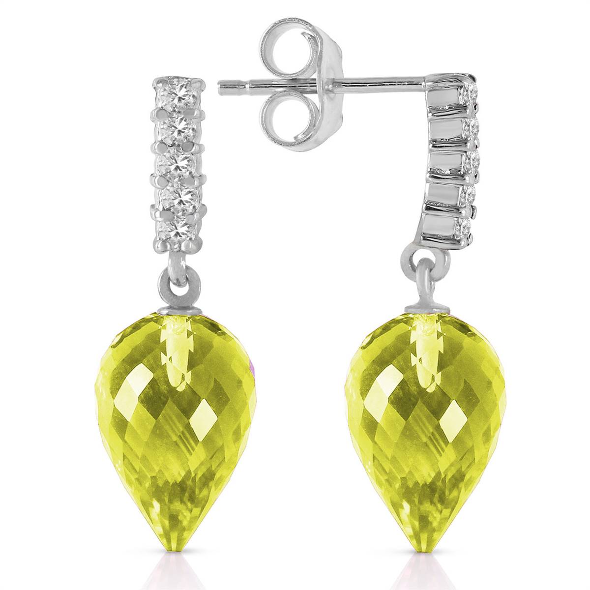 18.18 Carat 14K Solid White Gold Intimacy Always In Mode Lemon Quartz Earrings