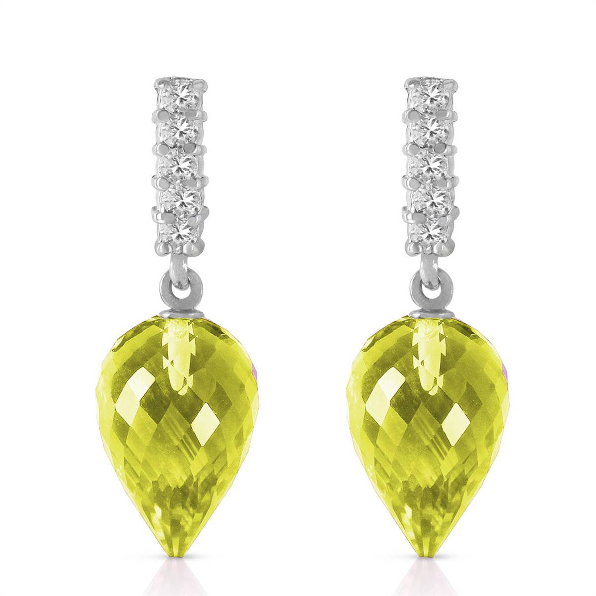 18.18 Carat 14K Solid White Gold Intimacy Always In Mode Lemon Quartz Earrings