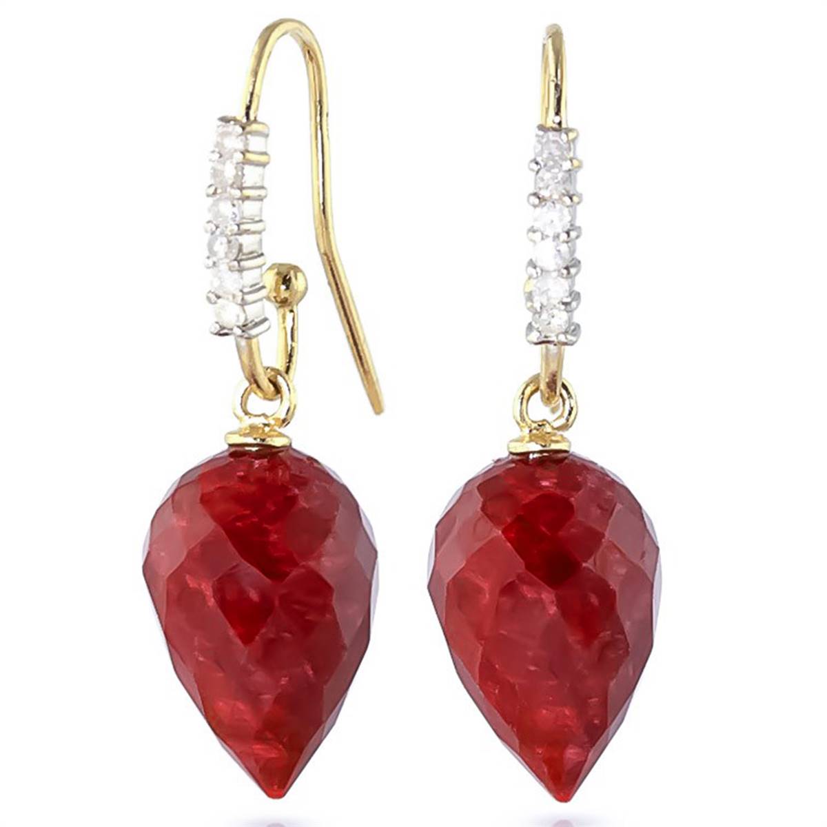 26.28 Carat 14K Solid Yellow Gold Finesse Ruby Diamond Earrings