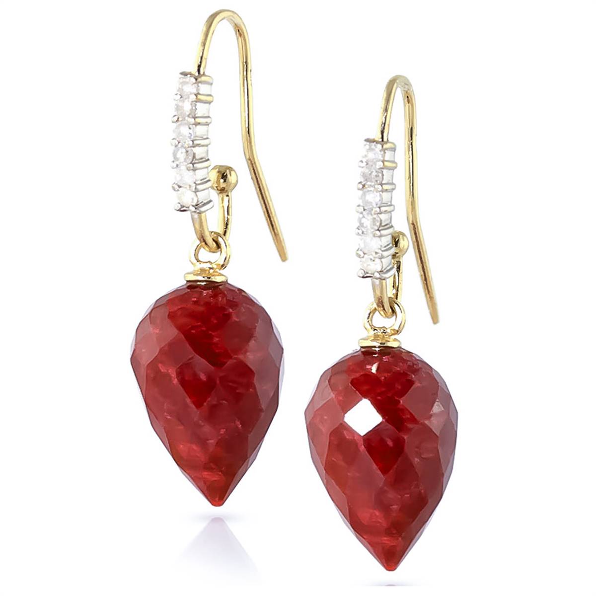 26.28 Carat 14K Solid Yellow Gold Finesse Ruby Diamond Earrings