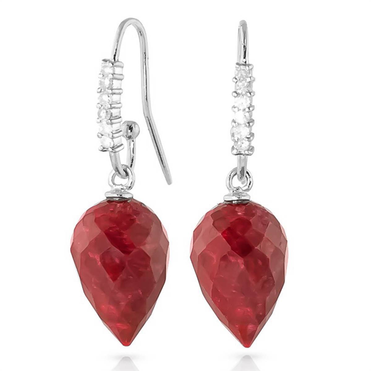 26.28 Carat 14K Solid White Gold Thick And Thin Ruby Diamond Earrings