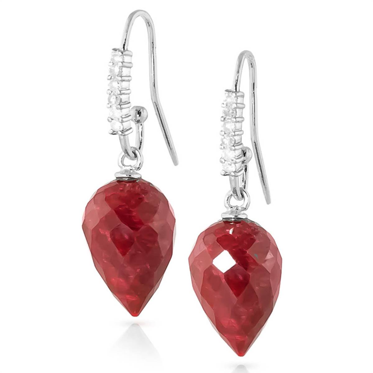 26.28 Carat 14K Solid White Gold Thick And Thin Ruby Diamond Earrings