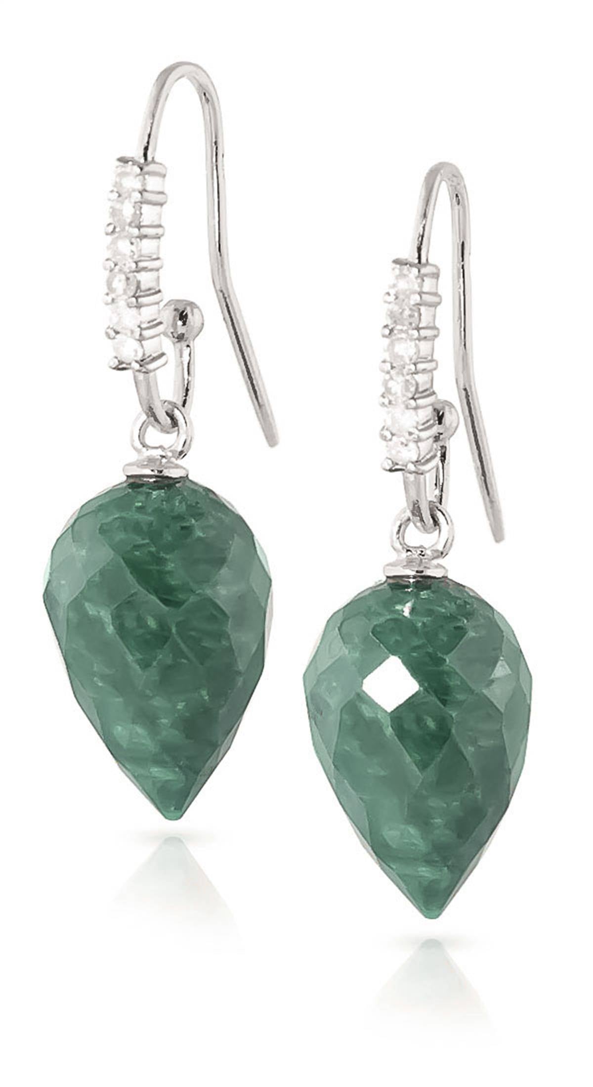 25.98 Carat 14K Solid White Gold Lucky Endings Emerald Diamond Earrings