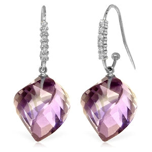 21.68 Carat 14K Solid White Gold Continue To Amethystaze Amethyst Diamond Earrings