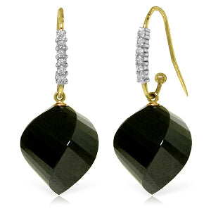 31.18 Carat 14K Solid Yellow Gold Romantica Black Spinel Diamond Earrings