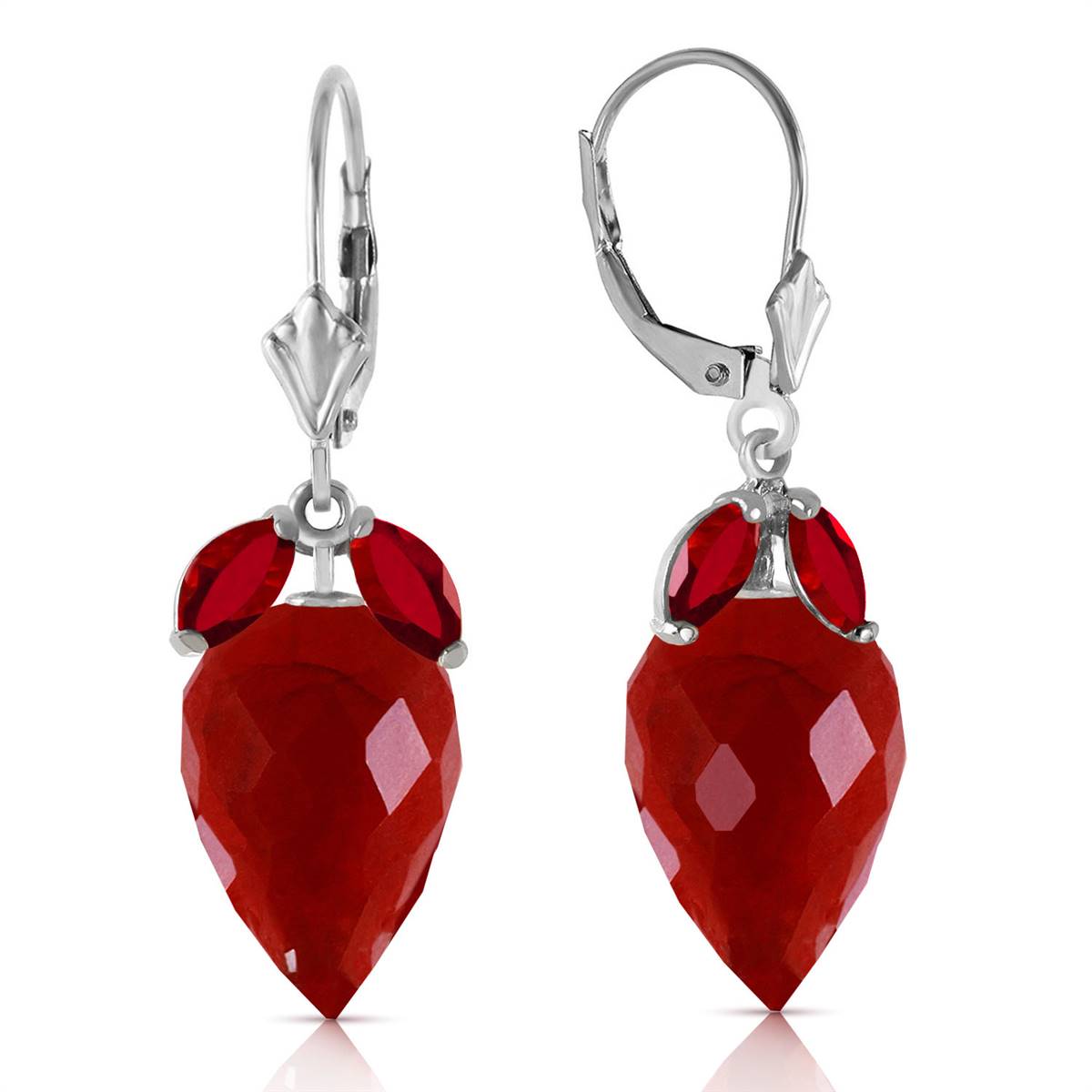 27.1 Carat 14K White Gold Earrings Pointy Briolette Ruby For Sale ...