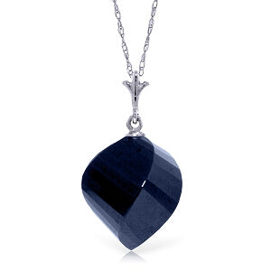 15.25 Carat 14K Solid White Gold Necklace Twisted Briolette Sapphire