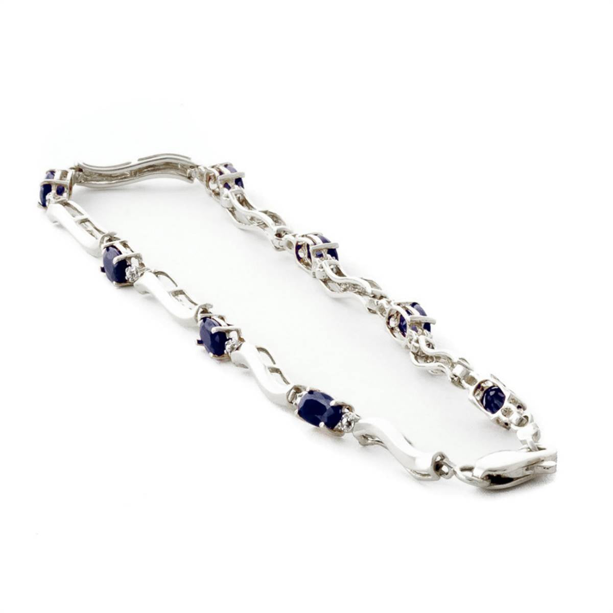 2.01 Carat 14K Solid White Gold Tennis Bracelet Diamond Sapphire