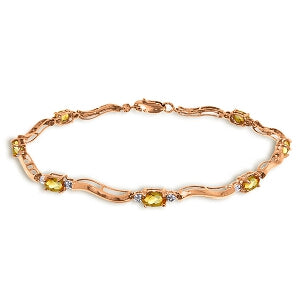 2.01 Carat 14K Solid Rose Gold Tennis Bracelet Diamond Citrine