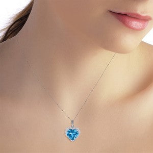6.44 Carat 14K Solid White Gold Better Luck Blue Topaz Diamond Necklace